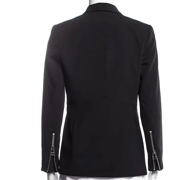 Veronica Beard Textured Black Blazer Jacket with Silver Zipper Detailing Size 0 - Picture 5 of 15